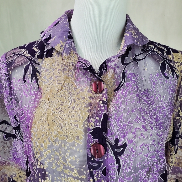 Trisha Tyler Top Blazer Jacket 3D Art To Wear Sheer Boho Cottagecore Quirky Sz S - Picture 5 of 13